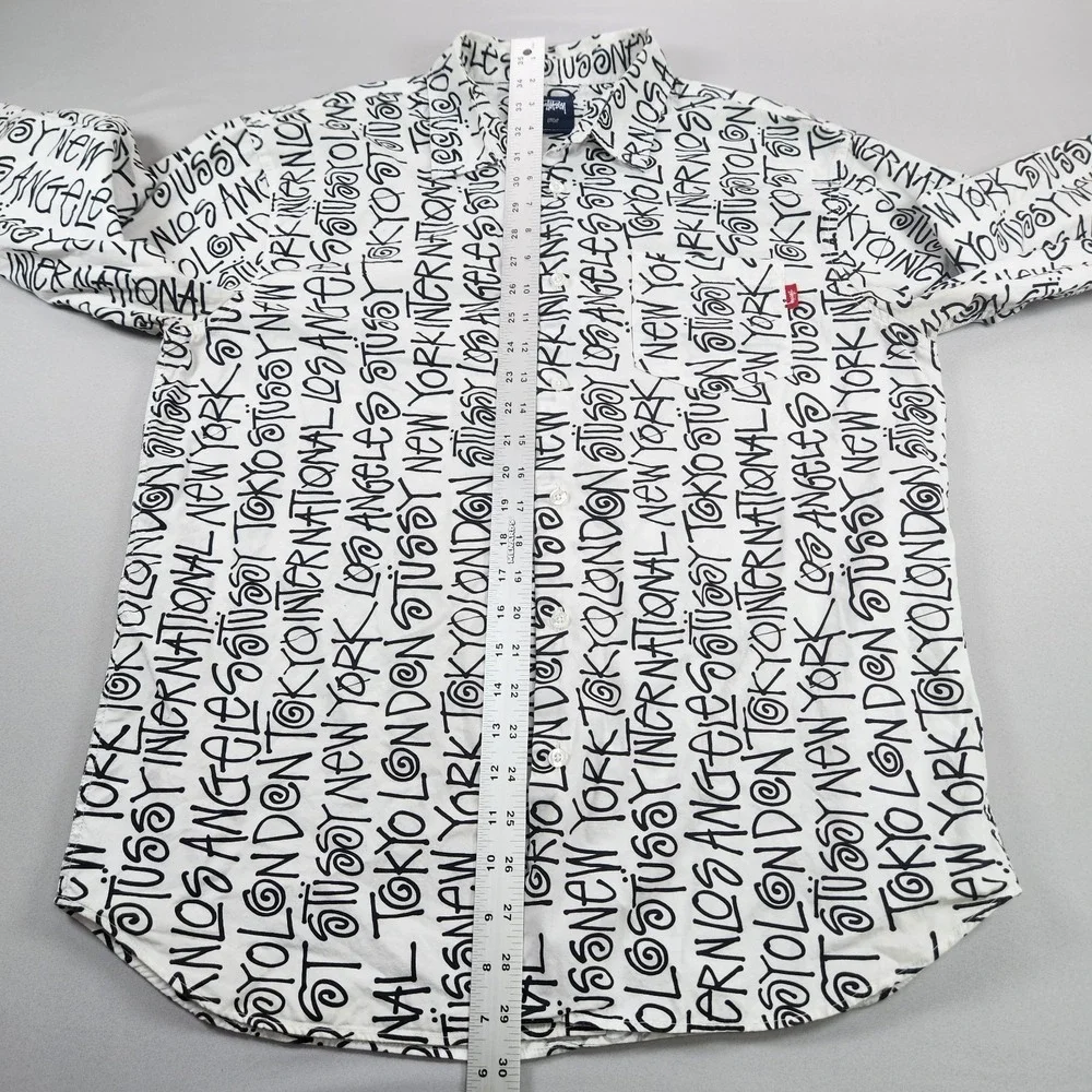 Vintage Stussy All Over Print Button Up Shirt Men L - Picture 6 of 8